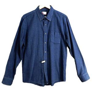 Untuckit Men Blue Sherwood Flannel Slim Fit Spread Collar Button Long Sleeves XL